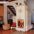 Stufa ad olle con inserto Brunner e maioliche Jasba (cod. 209).