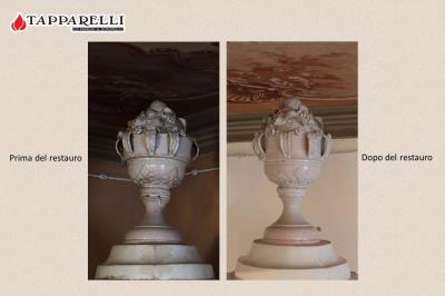 Fase 8. - Il vaso apicale prima e dopo l'intervento di restauro. Fase 8.