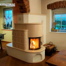 Stufa a olle in maiolica e muratura (cod. 258)