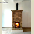 Restauro stufa antica Leonardi di Vezzano , 1910 circa. Installata in Umbria, Perugia, certificata 5 stelle aria pulita.