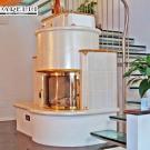 Stufa in maiolica ad accumulo con inserto a vetro della Spartherm (cod. 05).