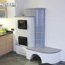 Stufa in maiolica Ceram+, lato di caricamento con forno superiore (cod. 173-2).