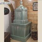 Stufa antica Cavosi di Sfruz. Prima metà del 1800, particolarissimo colore acquamarina con fiammate bianche ( in vendita cod. 207) . 